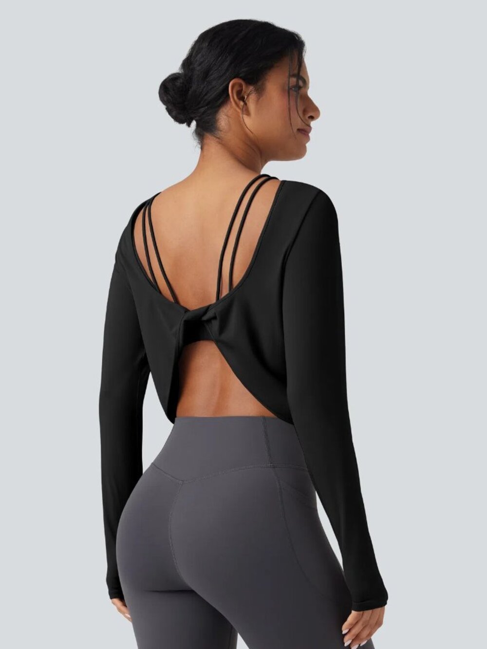 Halara XL SoftlyZero QuickDry Backless Twist-back Long Sleeve 2-in-1 Sport Top